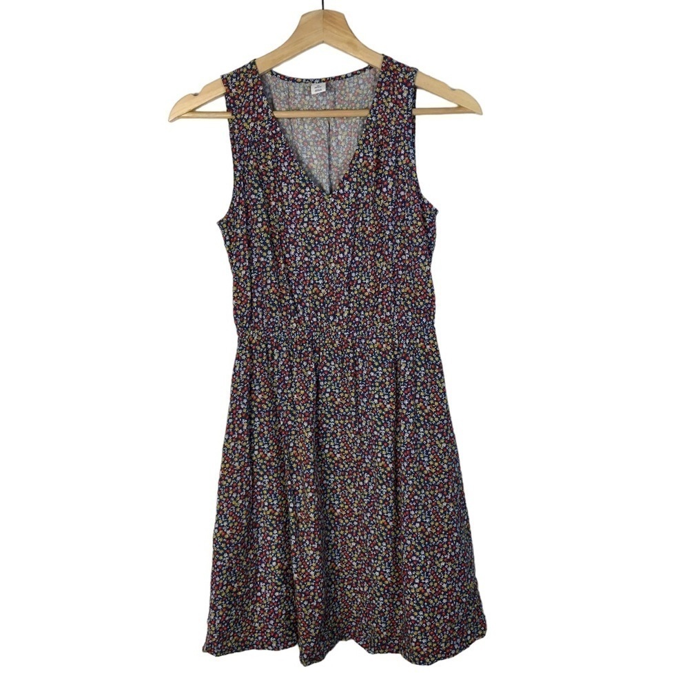 Old Navy Petite Navy Blue Colorful Ditsy Floral Mini Dress XSP